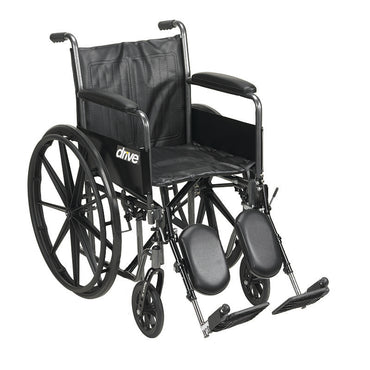 Drive Medical SSP218DFA-ELR Silver Sport 2 Wheelchair, Detachable Full Arms, Elevating Leg Rests, 18" Seat